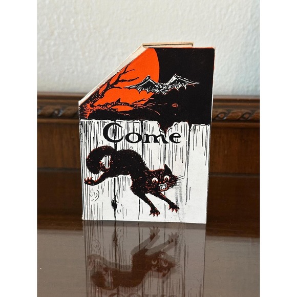 Other - Antique Beistle Pop Up Cat Witch Halloween Invitation Paper Ephemera RARE 4.25x3